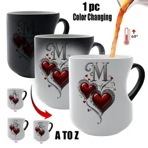 Vintage Shimmering Heart Ceramic Mug, Thermosensitive Magic Color-Changing Mug, 11 Oz/330 Ml, Perfect Mother's Day Gift gift for friends, lovers and mothers