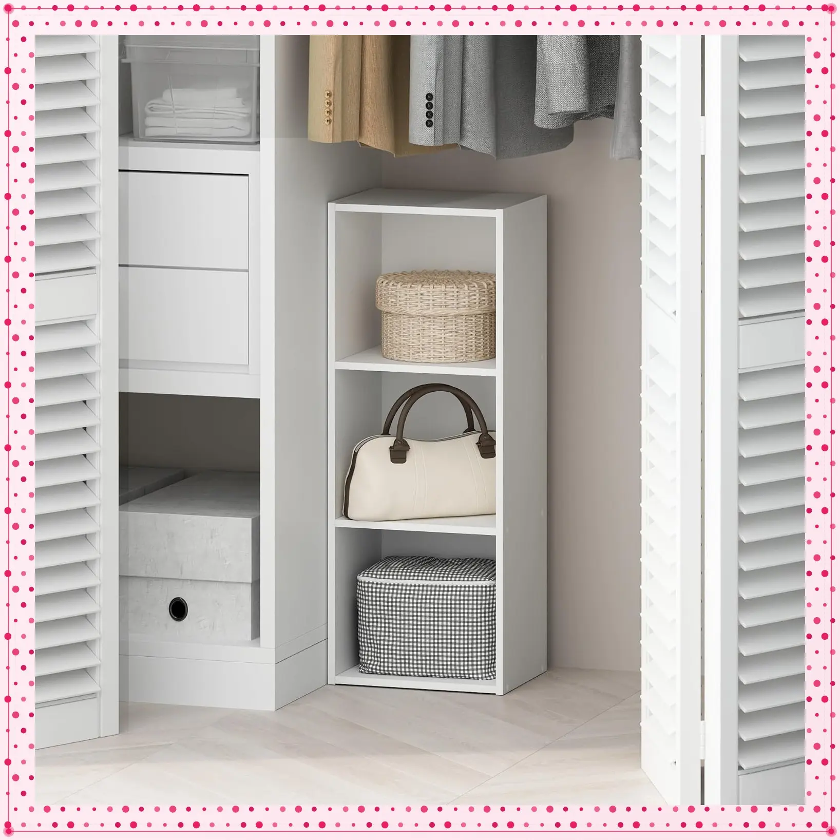 3-Tier Open Shelf Closet Organizer and Storage Unit for Wardrobe, Bedroom, Living Room, WhiteGift