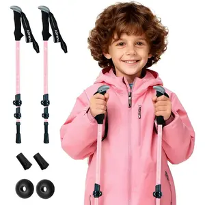 Hiking Trekking Poles for Kids 2 Pack, Lightweight Aluminum Adjustable Collapsible Walking Sticks with Anti-Shock Design for Hiking, Trekking, Walking, Camping and Outdoor Adventures