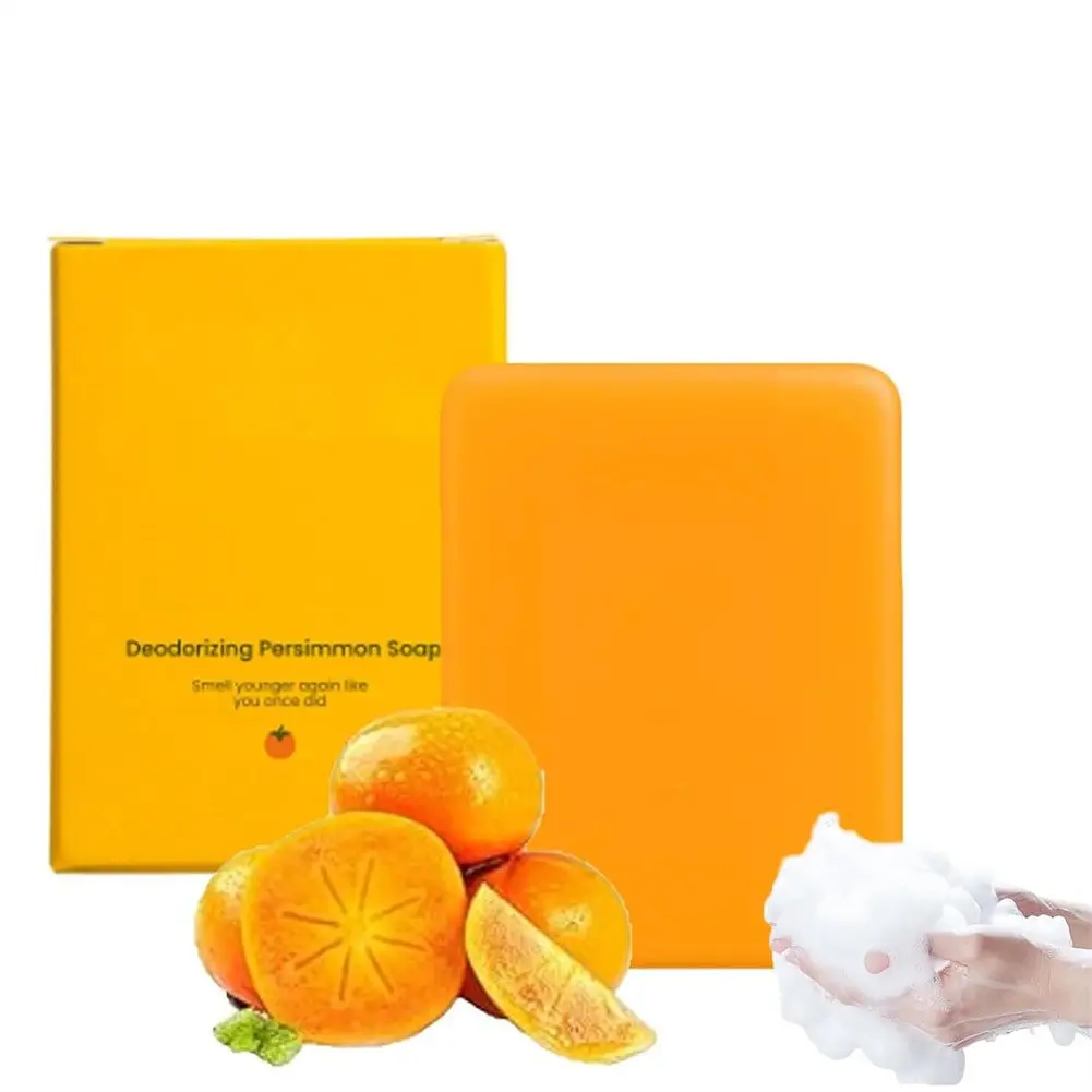 Natural Persimmon Deodorizing Soap, Gentle Cleansing Bar, Softening Skincare, Mild Face Wash, Moisturizing Hydrating Body Care, Daily Use, Hydrating Body Cleanser