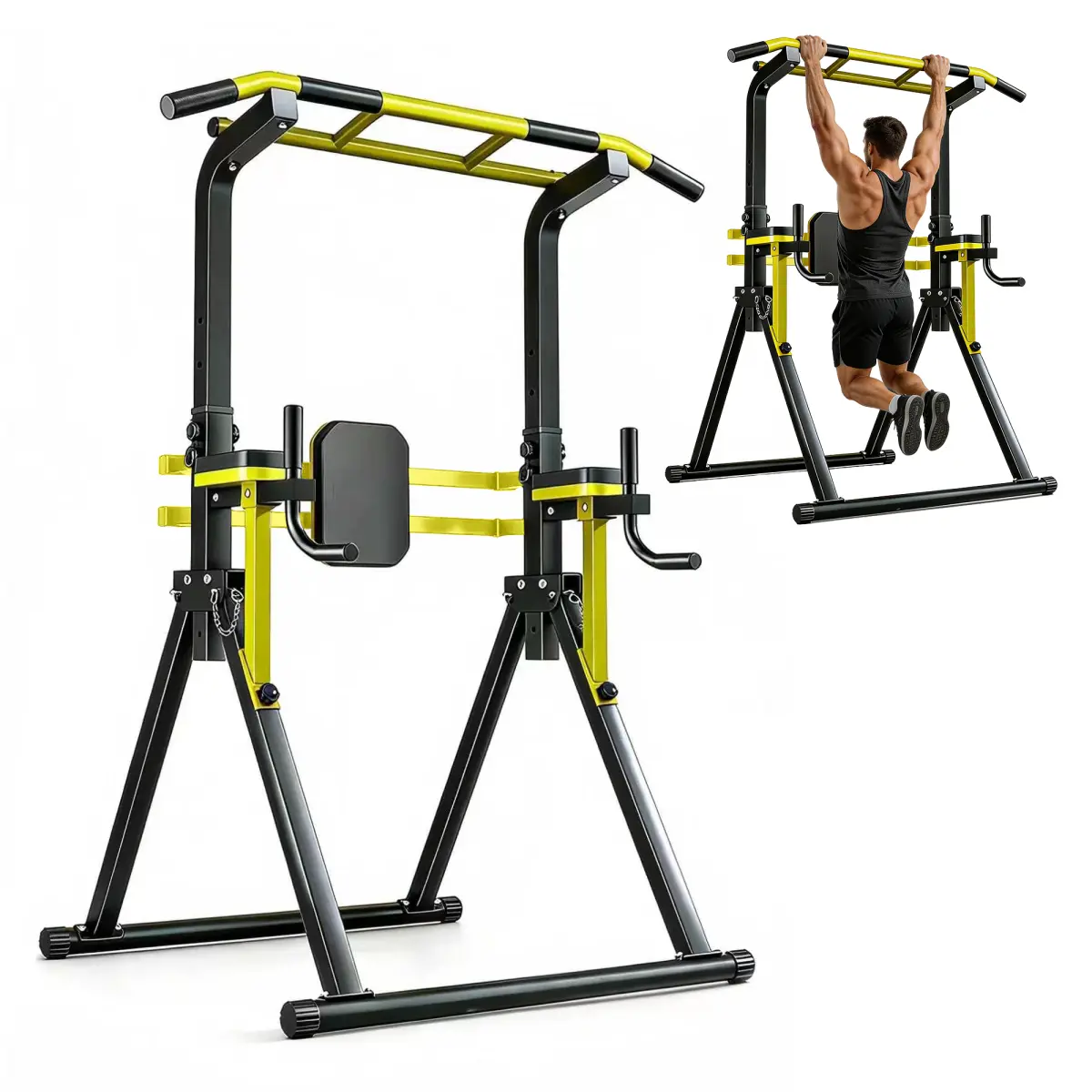 Aobtkel Tower Shape Pull Up Bar Station, 10-Level Adjustable Height Dip Station, Heavy-Duty Frame Multi-Functional Home Gym Strength Training Equipment