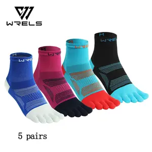 Wrels Outdoor Five-Finger Sports Socks, Professional Running Socks, Mid-Calf High Elasticity, Ideal for Active Lifestyle