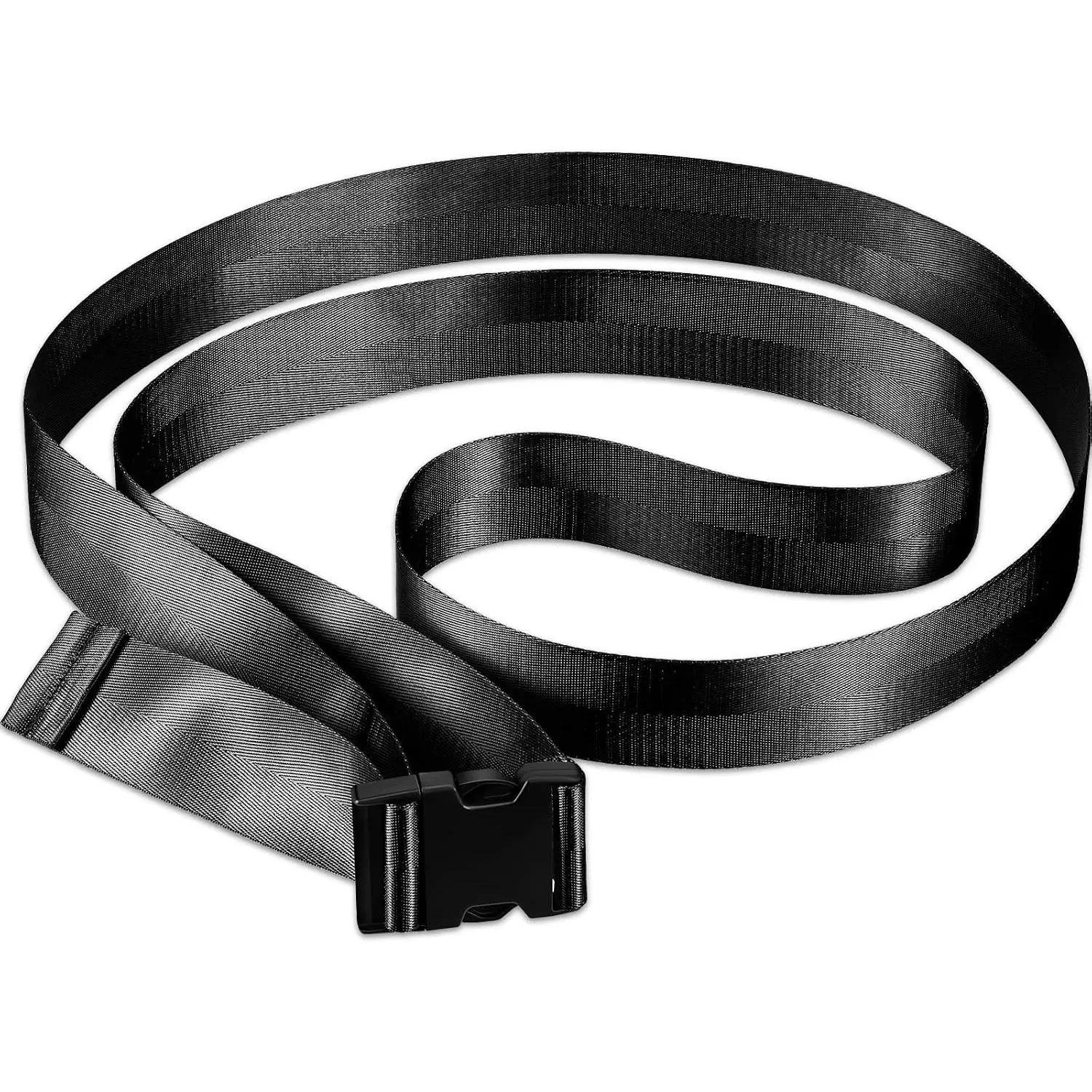 Black Adjustable Nylon Extremity Mobilization Belt - Manual Traction Strap with Quick-Release Buckle, 8.2ft Length, Roll-Up Storage for Yoga Stretching & Gait Training
