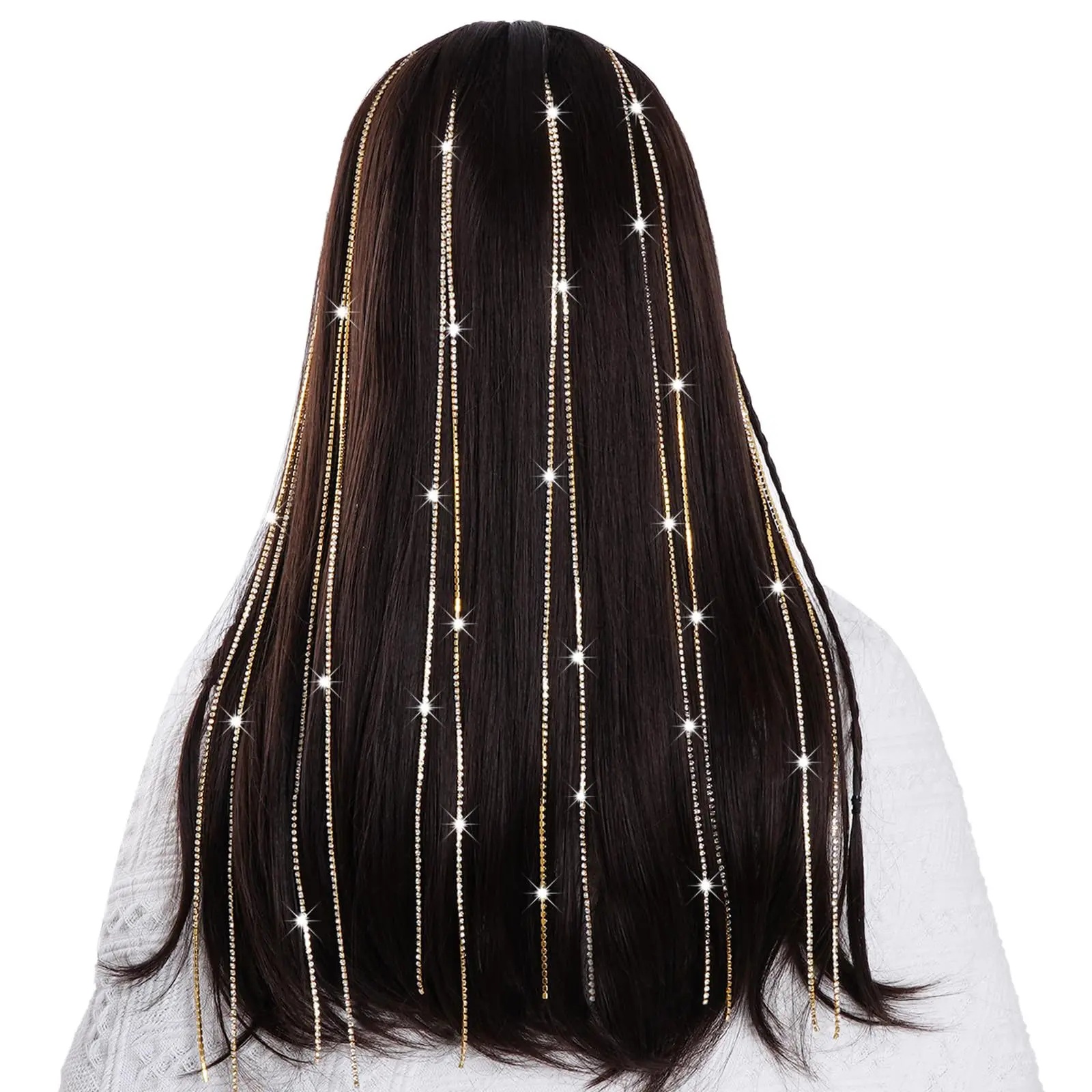 Women's Metal Steel Ball Chain Sports Headband - Gothic Rhinestone Tassel, Vintage Crystal Waterfall Hairpin, Luxury Jewelry for Party Raves, Female, Steel Ball Chain Hair Chain