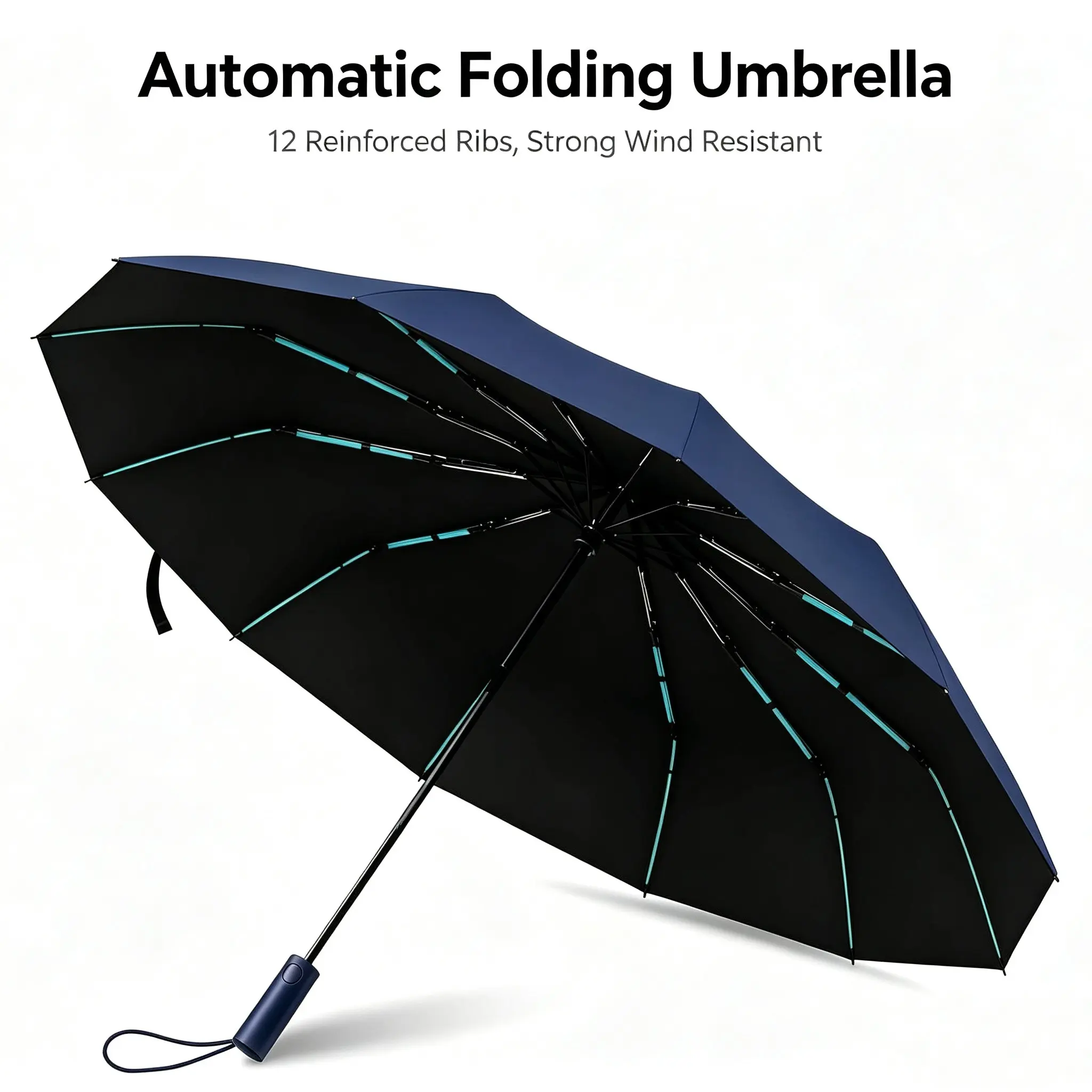 Premium Automatic Business Umbrella, Sturdy Reinforced Build, Wind-Resistant UV-Block Canopy, Unisex Commute Essential, 1pc