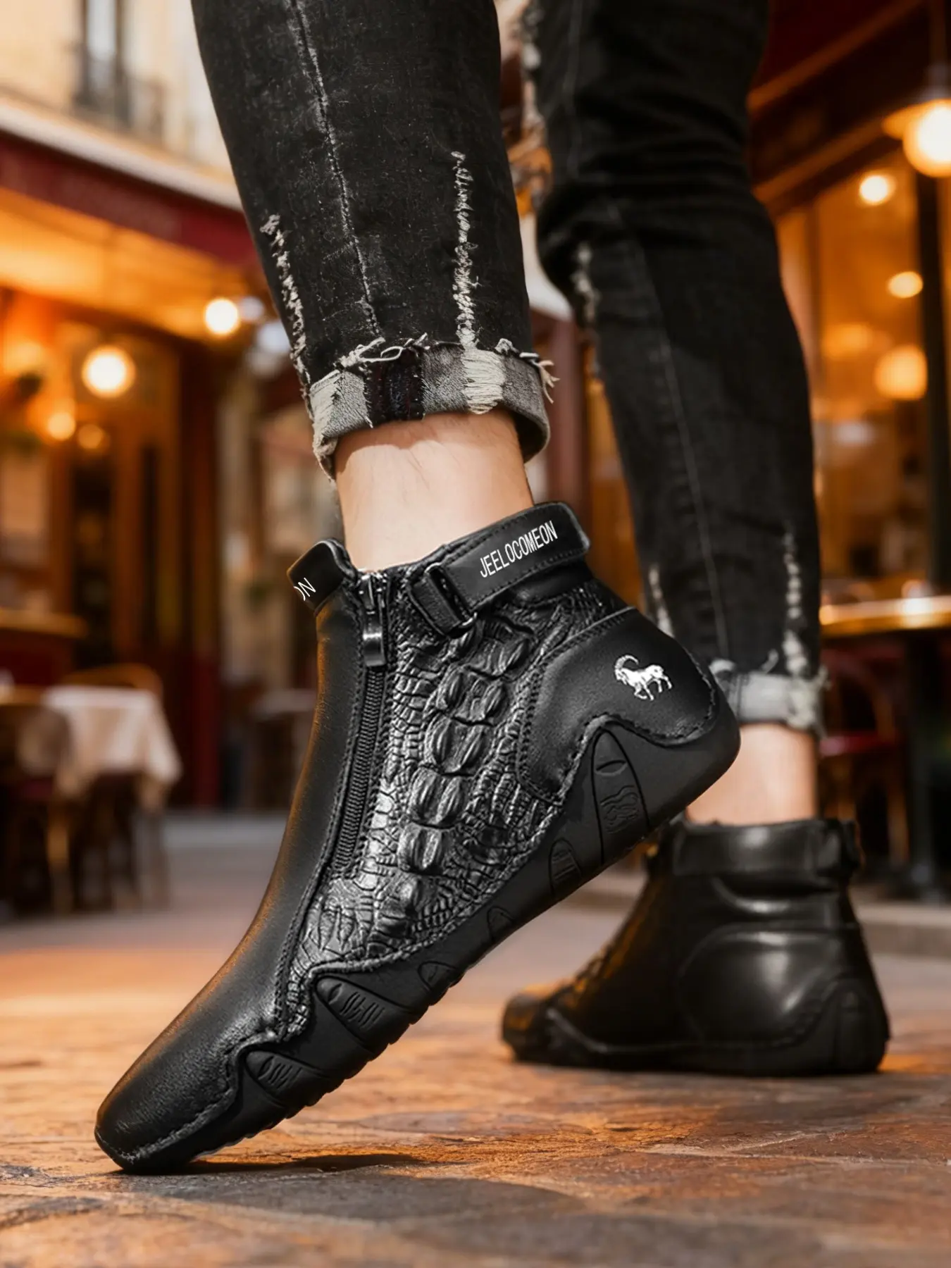 Men's Outdoor Hiking Boots, Casual Zipper Design Hiking Footwear, Closed Toe Walking Shoes for Outdoor Activities and Daily Use
