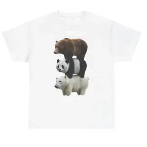Stacked Bears T-Shirt, Brown Panda Polar Bear Graphic Tee, Funny Animal Lover Shirt, Cute Bear Stack Casual Top,T-Shirt Graphic Casual Men's Women's Tee,T-Shirt Graphic Casual Men's Women's Tee
