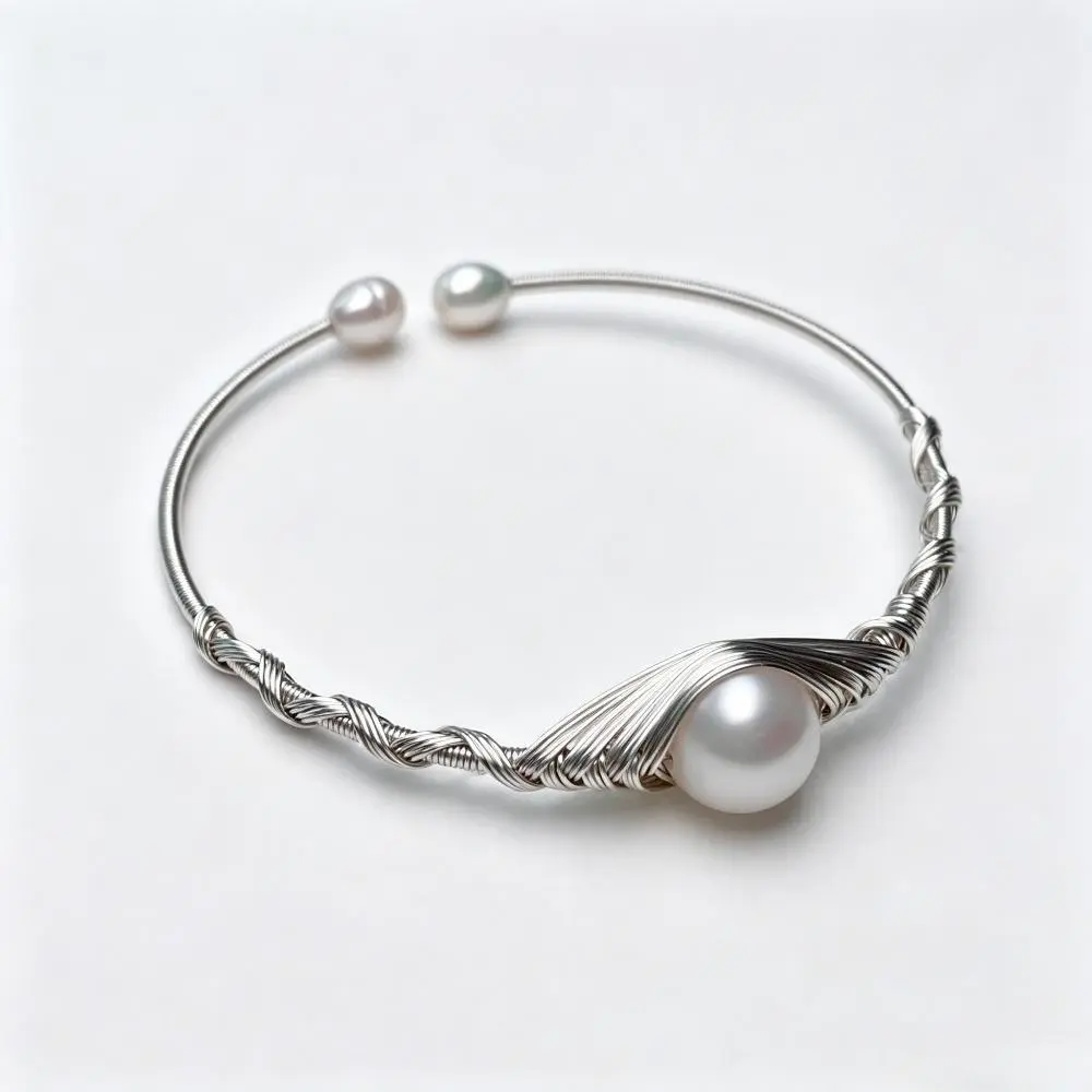 Elegant Freshwater Pearl Bracelet for Women, Handmade Adjustable Bangle with 5-6mm Near-Round Natural Pearls, Anniversary Gift, Birthday, Daily, Female, Gift For Special Occasion, Beautiful Bracelets, Exquisite Bracelet