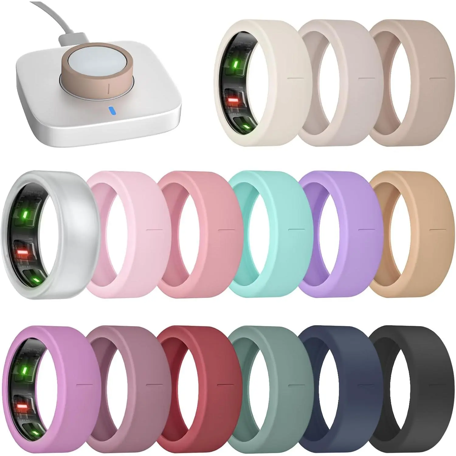 15 Pack Ultra-Thin Ring Covers Compatible with Oura Ring Gen 4/4 Ceramic/3 Cover, Anti-Scratch  Protector Accessories for ULTRAHUMAN AIR/ Gen 3/Gen 2/Gen 2 Air for Women Men
