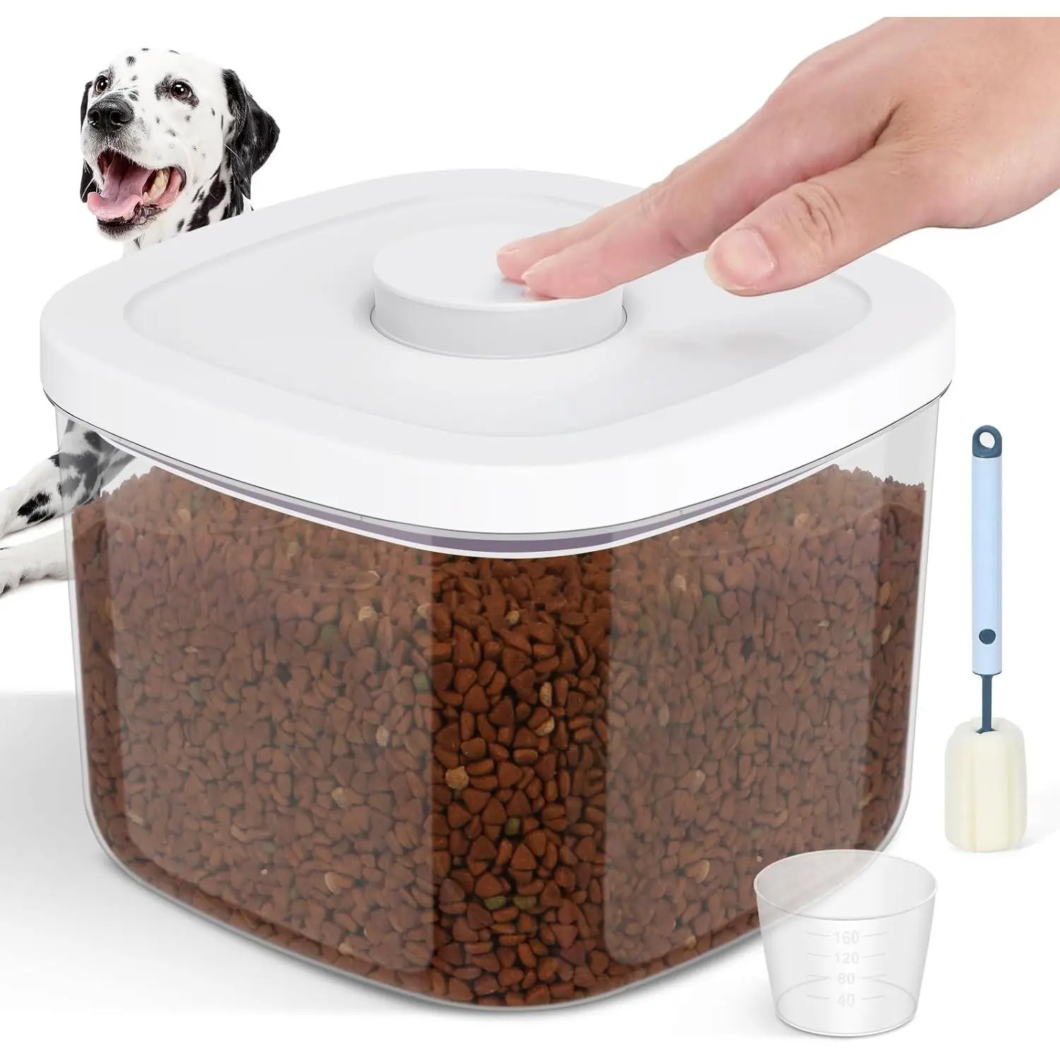 5-8Lbs/5.28Qt/5L Airtight Dog Cat Food Storage Container and Pet Storage Bin BPA-Free. PET Clear Stackable Dog Treat Containers for Pet Food/Rice/Dry/Cereals/Flour/Sugar/Bread, etc (Medium)