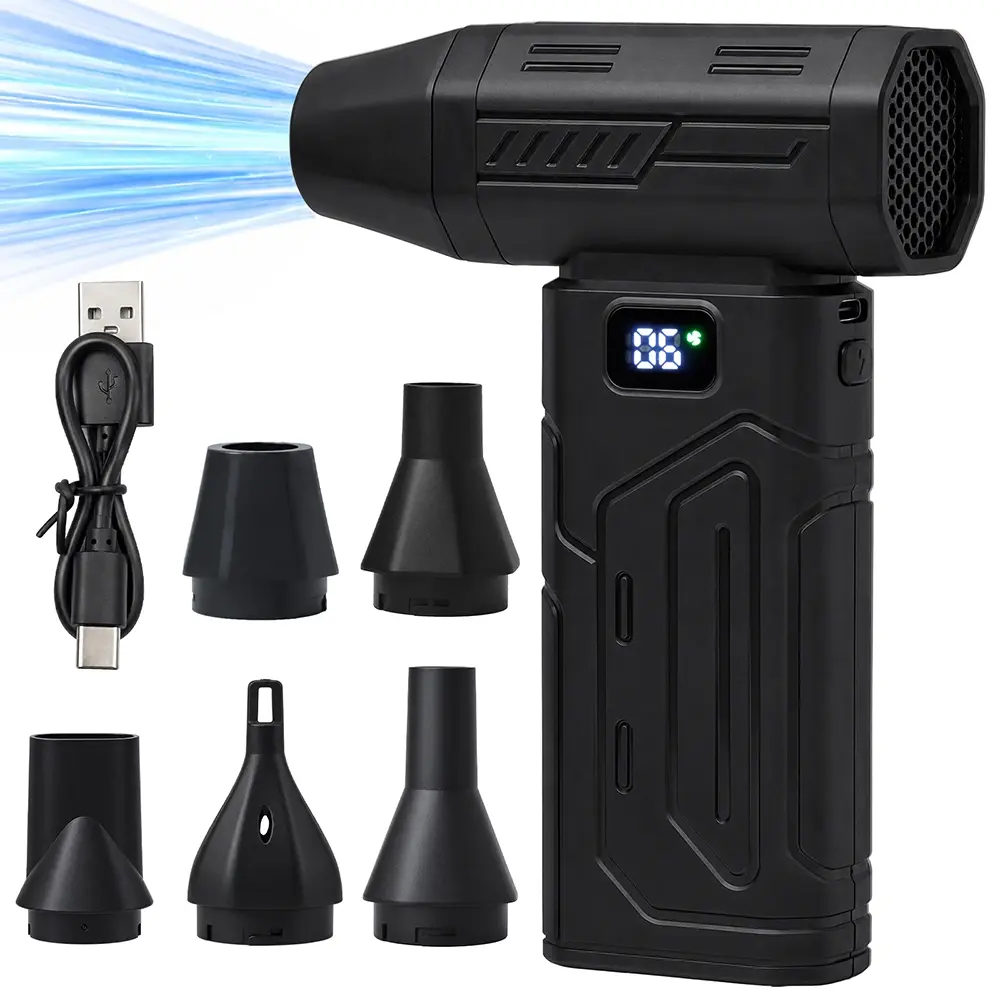 【Black Friday】Compressed Air Duster, 6-Gear Adjustable | 5 Nozzles, Electric, Mini Blower, Fast Charging, Computer, Keyboard, House, Outdoor, Car, 0.5 lb Lightweight