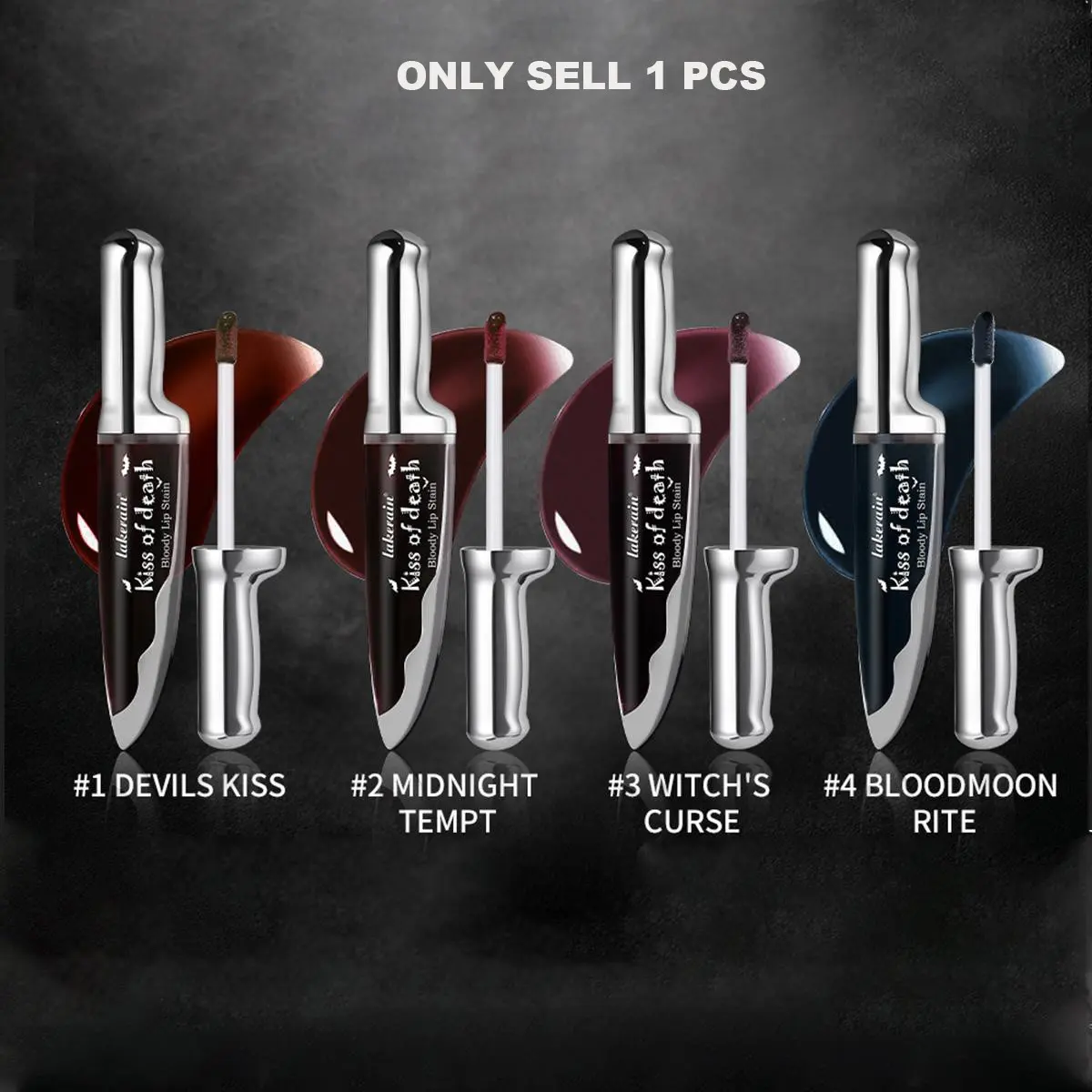 Bloody Lip Stain Lip Tint Balm Lipstick, Holiday Atmosphere Dark Style Lip Color, Long-Lasting Moisturizing Formula, Perfect for Festive Looks