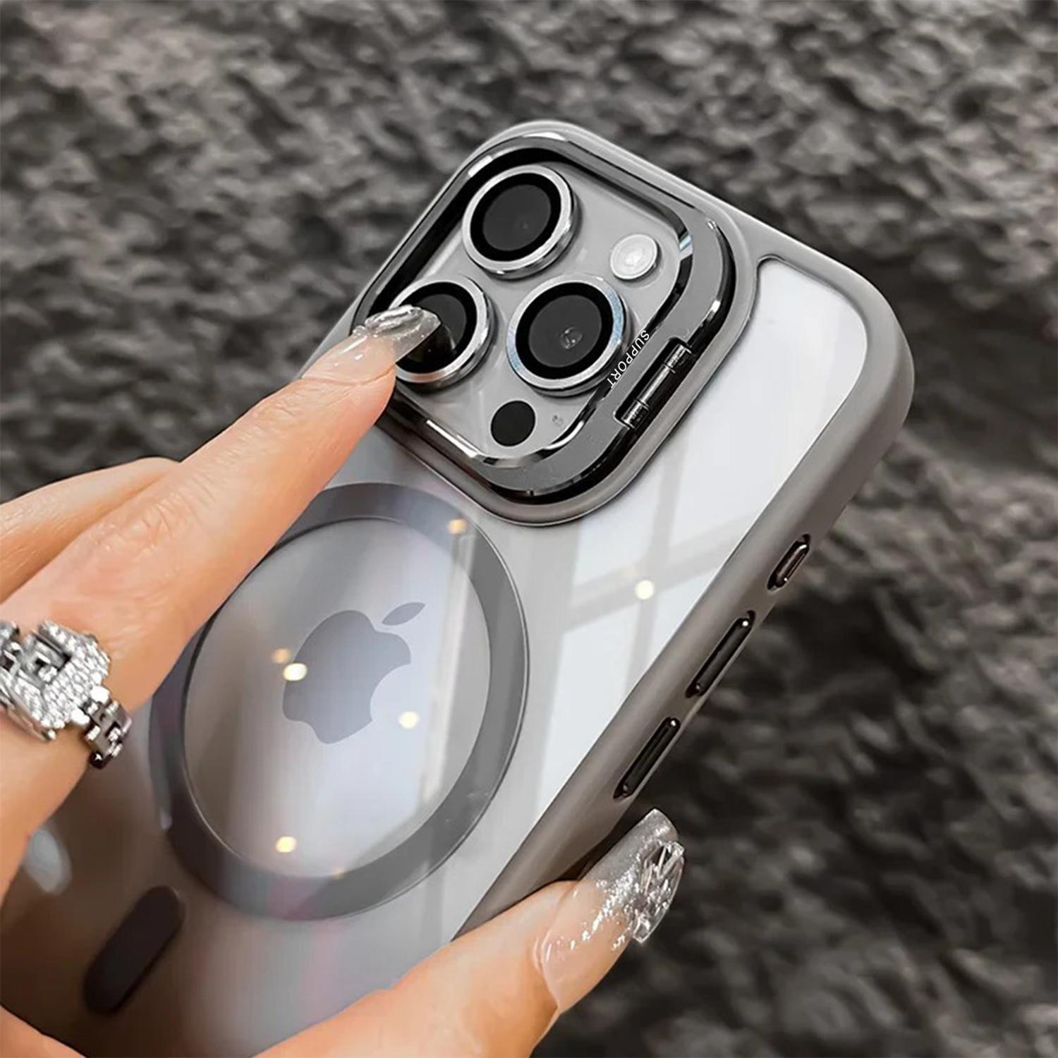 For iPhone 17 Pro Max 17 Air 12 13 14 15 16 Case, Compatible with MagSafe, Built-in Camera Ring Stand, Camera Lens Protector, Military-Grade Protection, Magnetic Phone Case for iPhone 16 15 14 Plus, Clear Kickstand Case