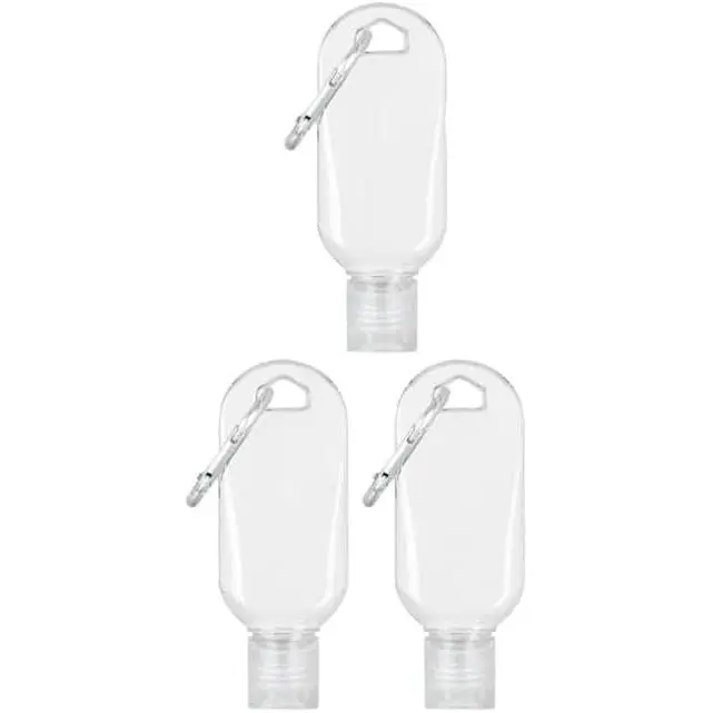 3 count Portable Clear Hot Sauce  Bottles, 2oz/50ml Mini Refillable Travel Containers for Ketchup and Soy Sauce and Gravy,  Keychains