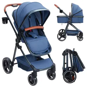 Convertible Double Baby Stroller – 2-in-1 Collapsible High Landscape Pushchair, Reversible Bassinet Pram, Aluminum Frame, 5-Point Harness – Appropriate for Newborns & Toddlers
