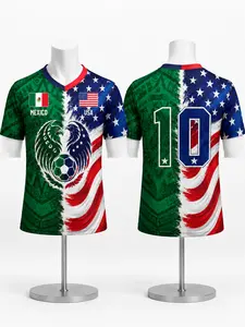 Half Usa Half Mexico Soccer Jersey, Personalized Binational Football Jersey, Loose-Fitting Casual Sporty Top, All Seasons Soccer Fan Gift