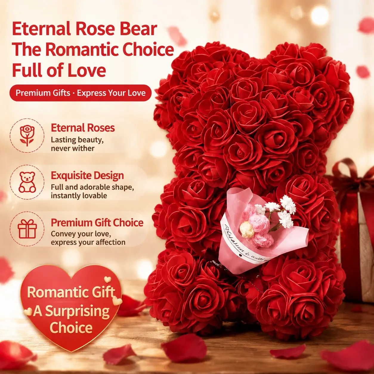 Realistic Fabric Sunflower Bear, Bouquet Bear, Hugging Bear, Teddy Bear, Realistic Faux Flowers, Artificial Bouquet, Perfect for Valentine's Day, Mother's Day, Teacher's Day Gift