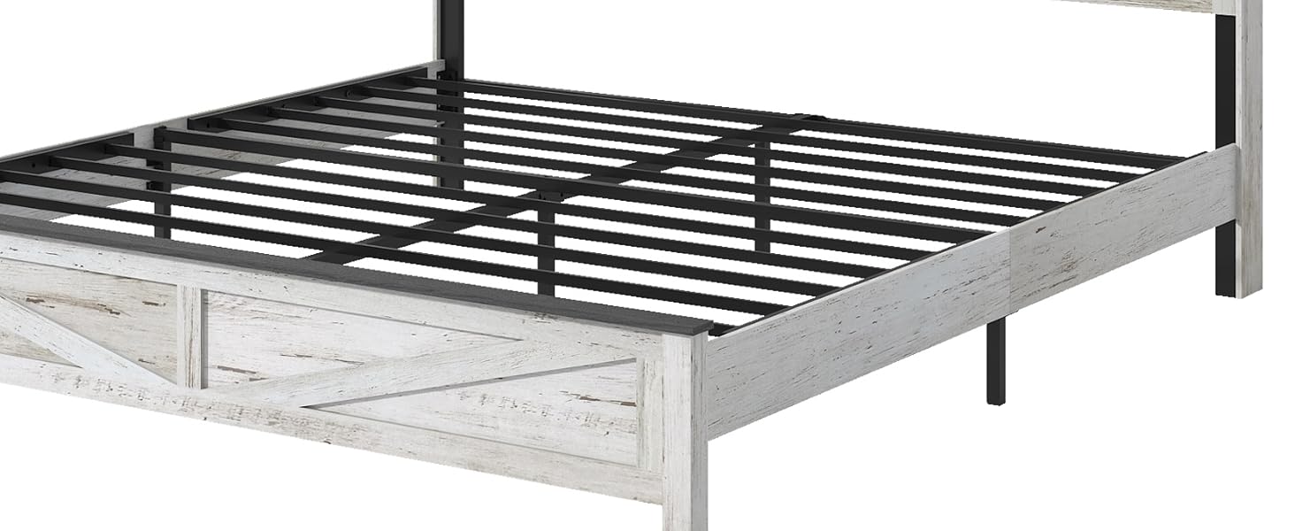 ARCH Queen Bed Frame Farmhouse, Queen Size Bed Frame with Storage Headboard & LED Lights, Charging Station Boho Platform Bed, Queen Bed Frame Metal Slats No Box Spring Needed Bedroom Set