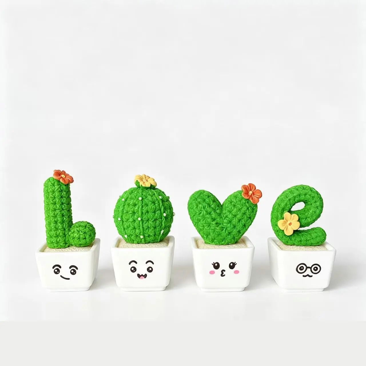 4-Pack Cactus Desktop Decor, Artificial Plants, Creative Resin Plant Pots, Perfect Valentine's Gift, Small Fresh Design, Car Ornament, Tabletop Decoration