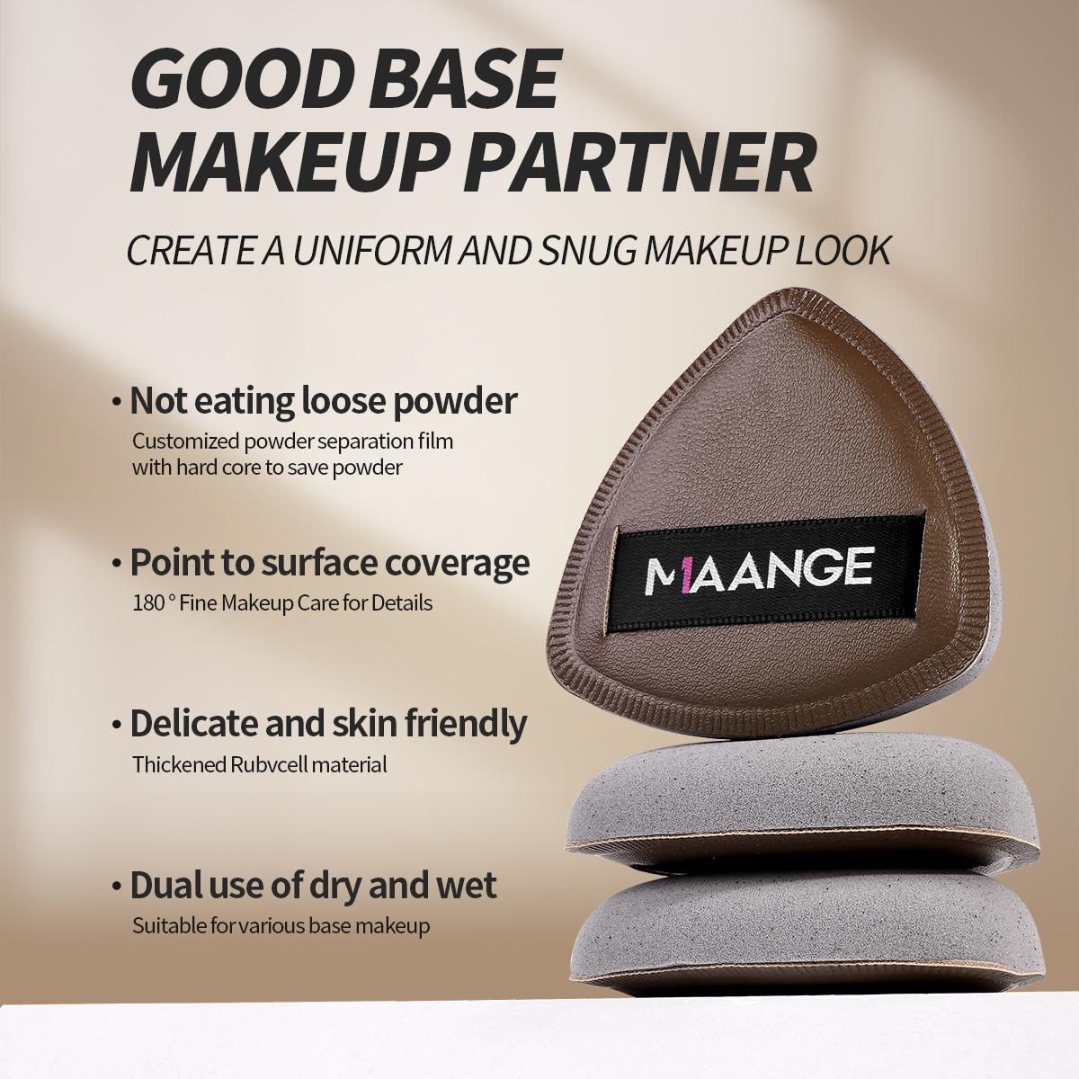 MAANGE 4pcs Bamboo Charcoal Marshmallow Air Cushion Puff with Storage Box, Powder Puff for Loose Powder, Face Makeup Sponge Soft Velour Triangle Powder Puffs Beauty Sponge, Cosmetics