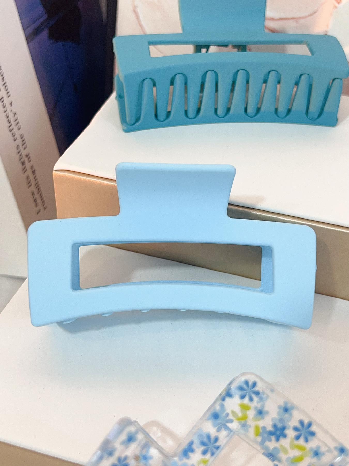 Plain Color & Cute Flower Pattern Hair Claws Set, 3 Counts Medium Size, Fashionable Hair Accessories for Women & Girls, Casual Versatile Hair Accessories for Daily Wear