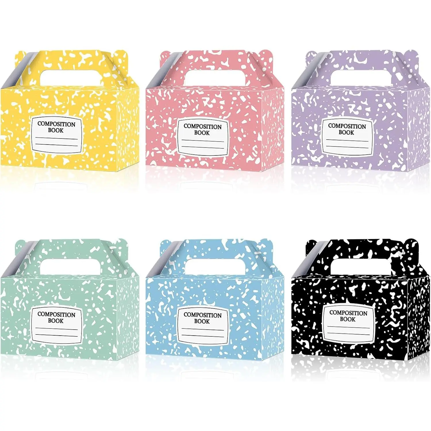 12 count  to School  Boxes Composition Notebook  Boxes Bulk Pastel Teacher Paper Goodie Bags Composition   Box with Handles for Classroom Teacher Party Decor Supplies