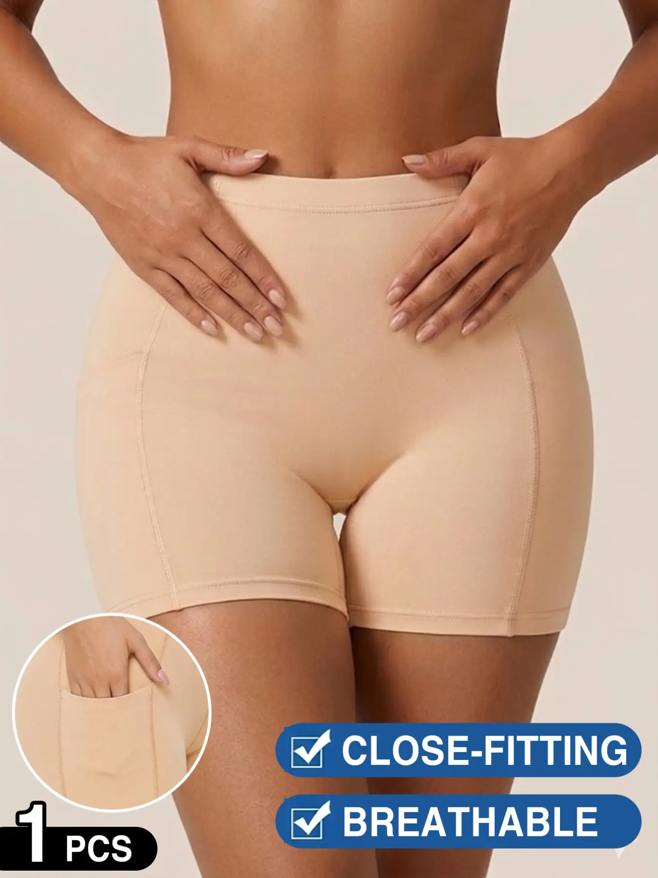Women's High-Waisted Pocket Safety Shorts, Breathable Anti-Friction Sliding Shorts, Suitable for Daily and Formal Wear, All-Season Underwear