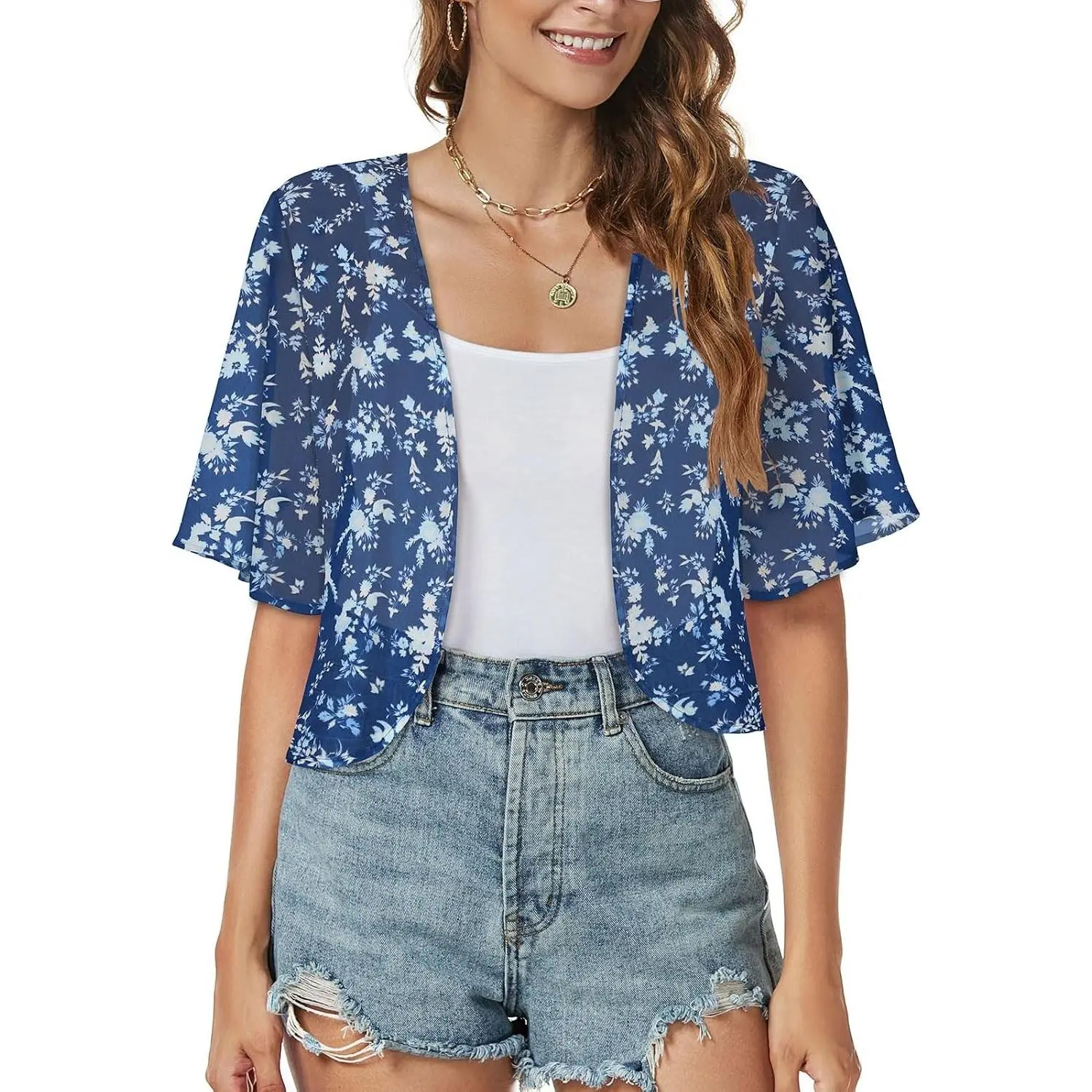 Women's Trendy Aesthetic Cute Light Fashion Chiffon Bolero, Open-Front Short-Sleeve Cardigan for 2026 Evening Dressy Occasions, Clothes, Strap, Everyday