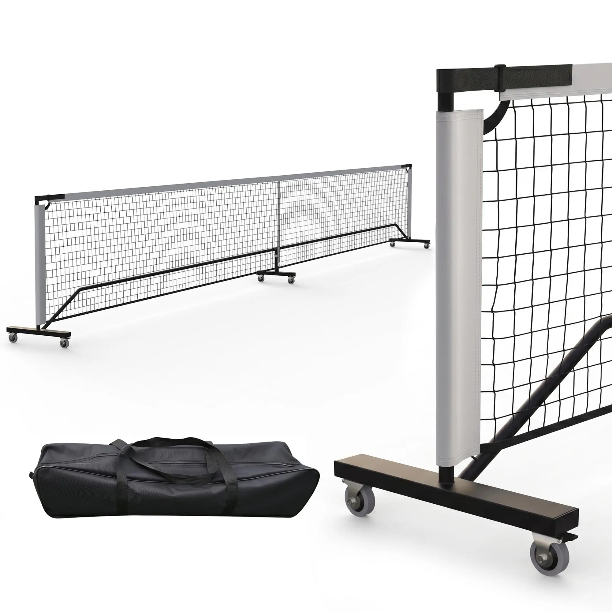 Portable Pickleball Net with Wheels – Heavy Duty PE Net – Regulation Size – Easy Setup