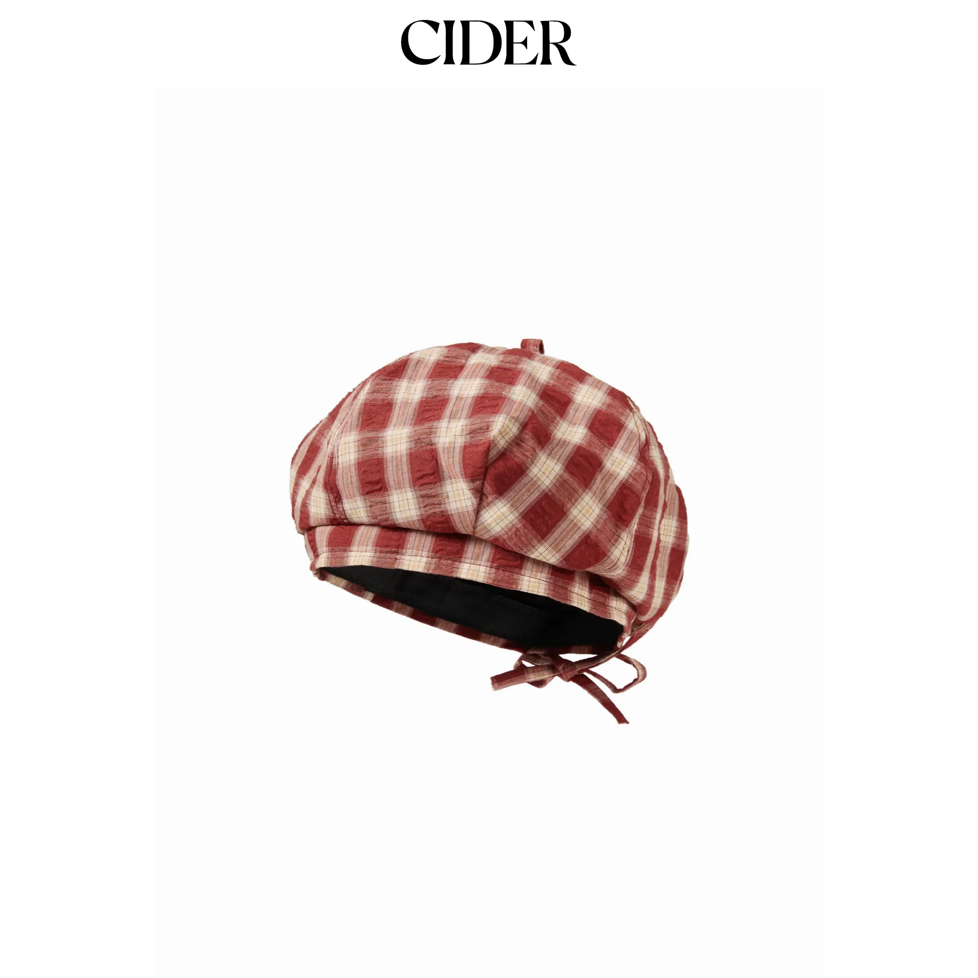 Cider BOWKNOT & GINGHAM BERET HAT