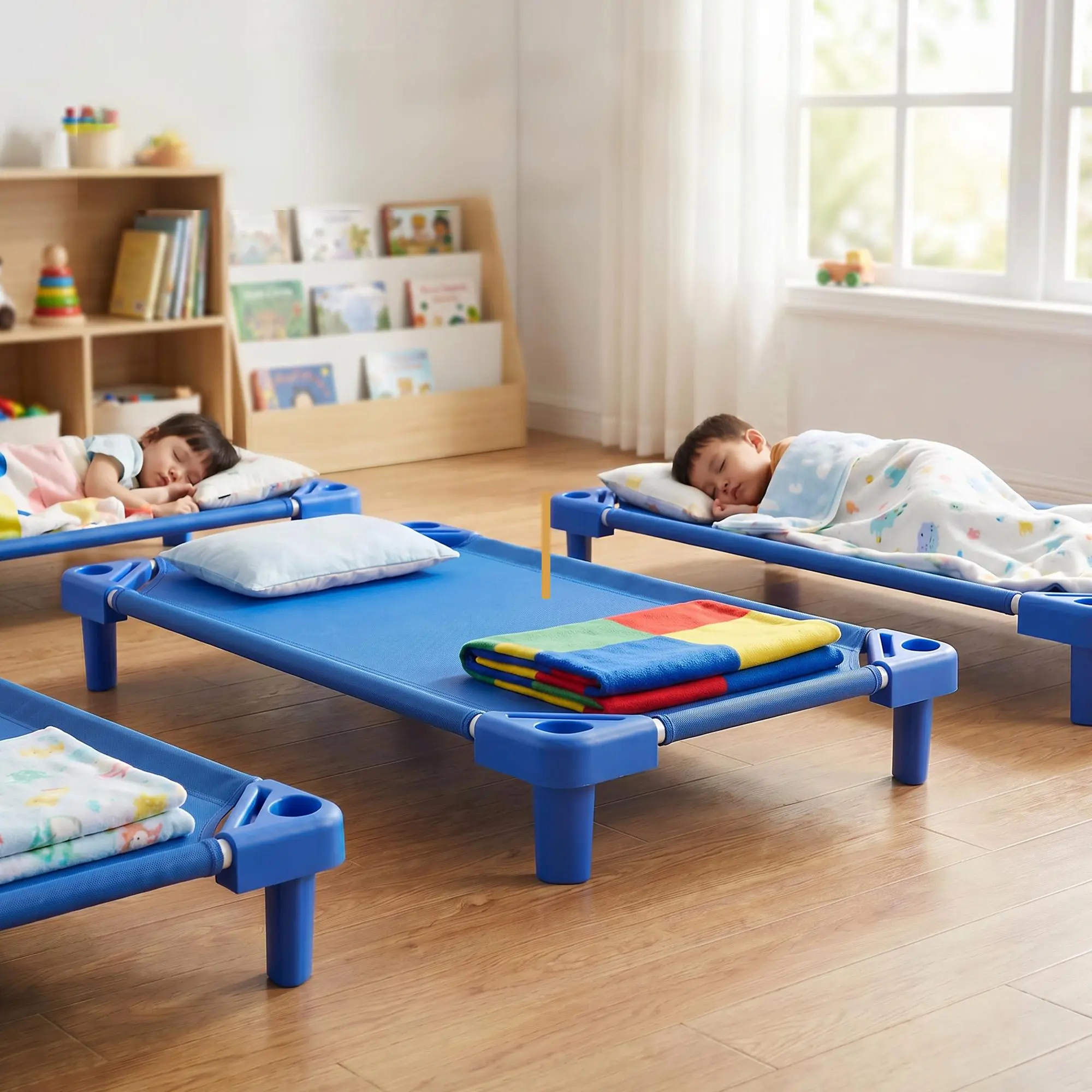 Stackable Toddler Cot with Storage Bag - Portable Nap Mat, Heavy Duty Steel Frame, Breathable Oxford Fabric Daybed for Daycare, Home, Heavy Duty Frame