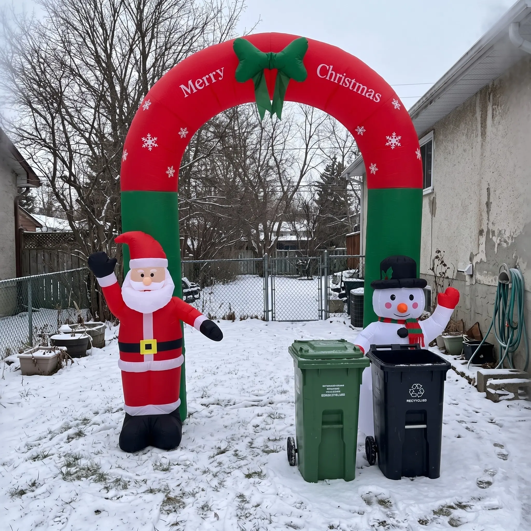 10ft Inflatable Christmas Archway with Santa and Snowman, 9 LED Lighted Blow-Up Yard Decoration, Festive Christmas Decor for Adults