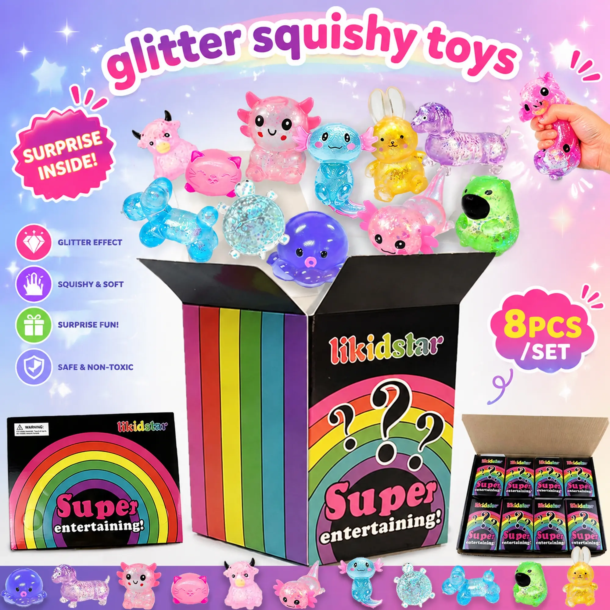 Surprise Blind Box Malt Sugar Squishy Fun Set, Stress Relief Creative Slow Rebound Squishy, Multiple Styles, Rare Mystery Gift Box, Party Gift