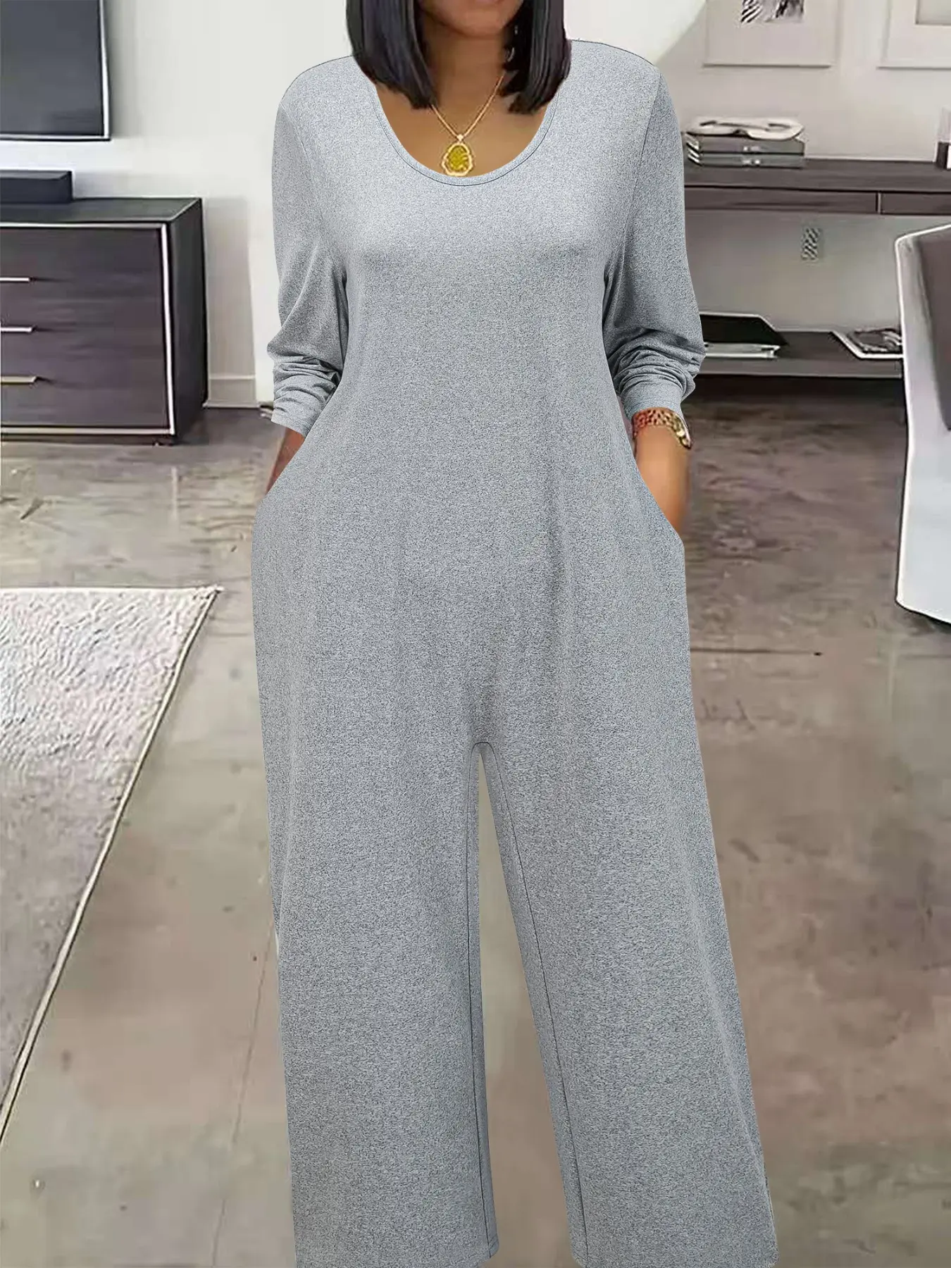 Women's trousers jumpsuit, fashionable and casual Knit women's clothing, Long Sleeve, comfortable, Fitted and versatile design, suitable for daily wear, overalls, Womenswear, Casual Comfy Jumpsuit