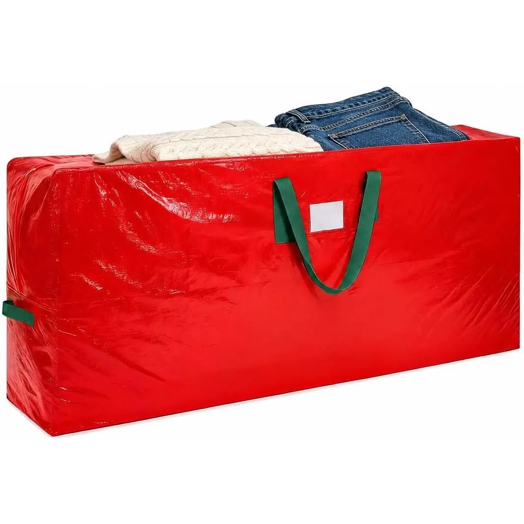 Christmas Tree Storage Bag - Fits Christmas Trees up to 7.5 ft, Zippered with Carry Handles, Durable Waterproof Material, Protects Against Dust and Moisture, RedGift