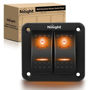 Nilight 2Gang Aluminum 5Pin ON/Off Rocker Switch Panel Orange