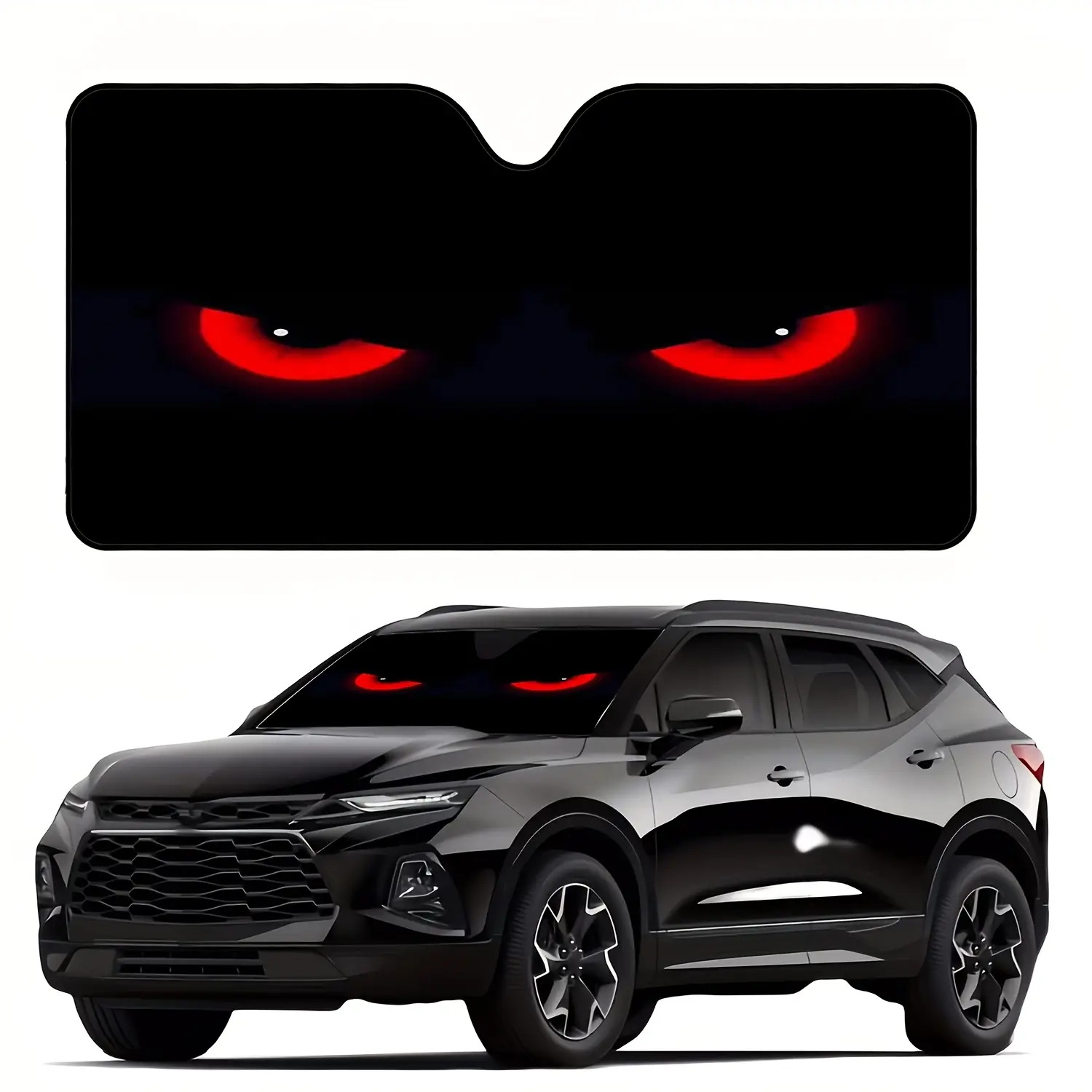Evil Red-Eyed Character Car Windshield Sunshade, Featuring a Red Eye Print Design, UV Protection, Stylish Design, Easy to Install, Foldable for Convenient Storage, Keeps Your Vehicle Cool, Perfect for Cars, Suvs, And Trucks