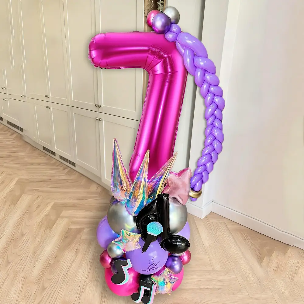 33-Piece Cyberpunk Party Balloons Set, Glitter Stars, Hearts, Numbers, Notes, Ideal for Concerts, Birthdays, Indoor Decor, Party Balloons Decorations