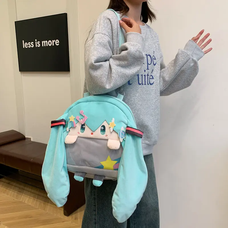 Hatsune Miku Backpack, Vocaloid Anime Plush Ita Bag, Cute Doll Backpack for Girls, Japanese Style Transparent Display Bag