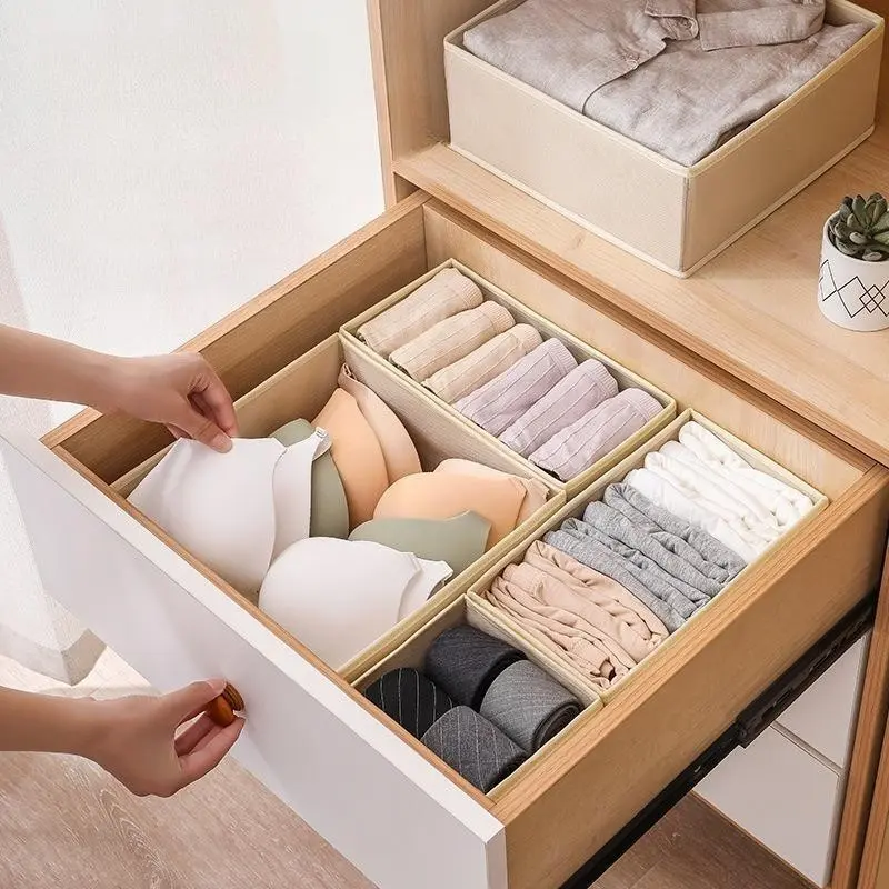 New Multi-Functional Non-Woven Storage Box, Socks Bra Underwear Drawer Set, Foldable Classification Box, Multi Compartment Organiser, 6-Piece Organizer