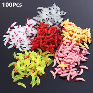 100 Box Soft Bait Set, 2cm 0.28g Mimic Worm Shrimp Lure, Saltwater Freshwater Night Fishing, High Sensitivity Soft Bait