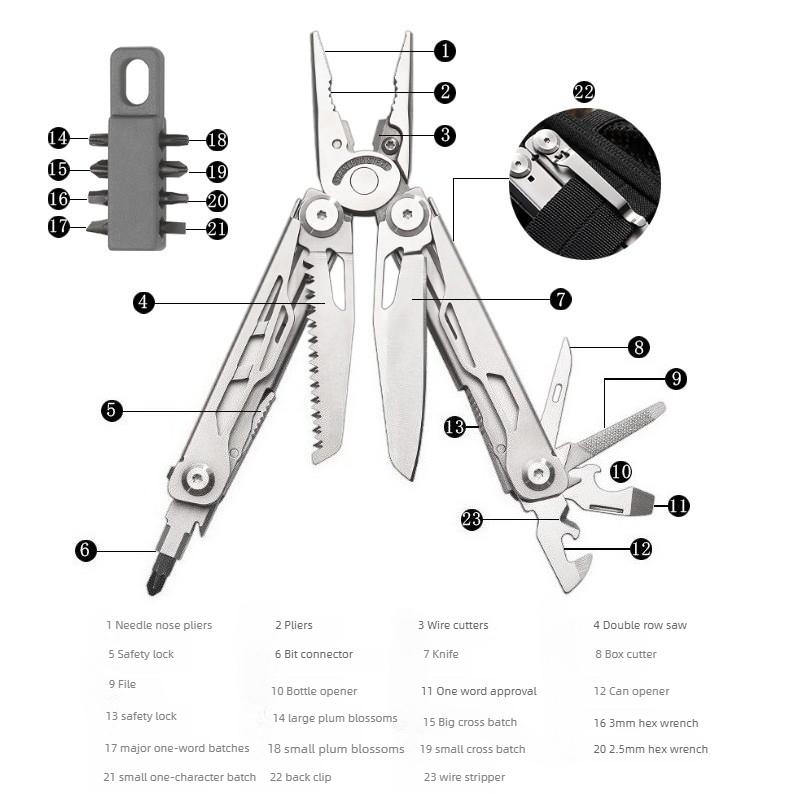Multi-functional pliers with outdoor folding knife - portable pocket knife, emergency survival gear, multi-tool combination pliers rally essential gear