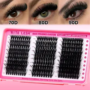 RITALASH 280pcs D Curl Individual False Cluster DIY Eyelashws Individual Lashes Mixed Tray Lash Clusters Extensions DIY Lashes at Home  for Beginners Volume Fluffy Lashes