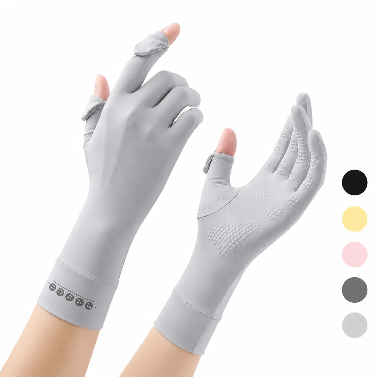 Summer Women Ice Silk Sunscreen Gloves, Extended Wrist UV Block Touch Screen Gloves with Anti-Slip Palm for Driving Cycling Summer Outdoor