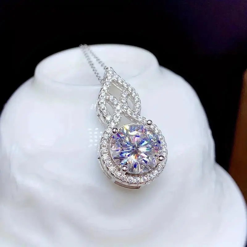 Women's S925 Sterling Silver 2-Carat VVS1 Moissanite Teardrop Pendant Necklace, Elegant Sparkling Lab Diamond Clavicle Chain, Luxury Charm Jewelry for Happy Birthday Gifts