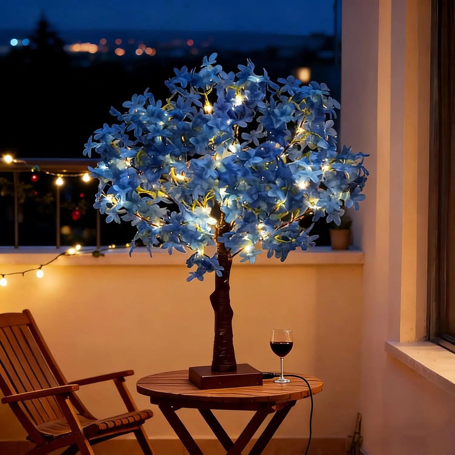 Tabletop Lighted Tree, LED Artificial Tree Lamp for Indoor Decor, USB/Cordless Desktop Flower Tree with Lights for Table Home Wedding Bedroom Office Party Christmas (Cherry Blossoms-B)
