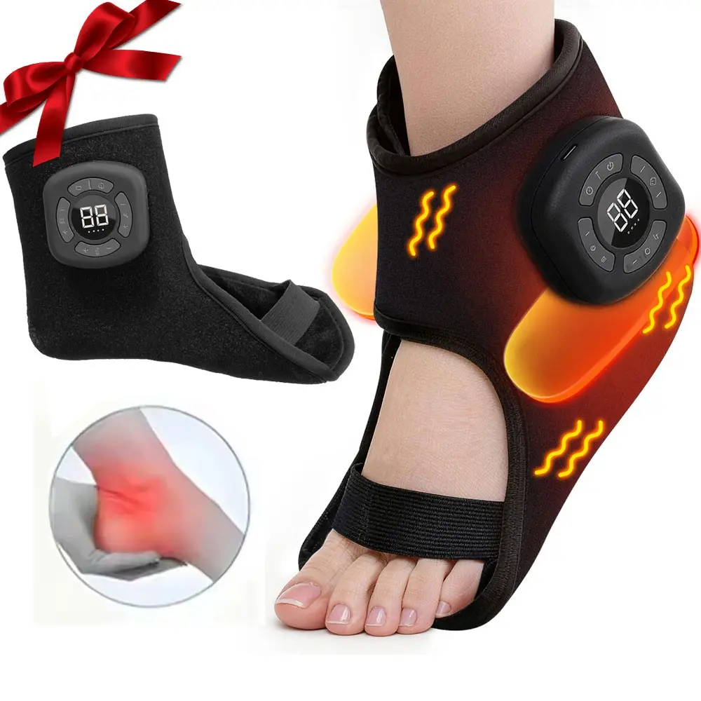 Electric Ankle Foot Massager with Air Pressure, Vibration, and Heating, 3 Modes, 5 Intensity Levels, Adjustable Strap for Foot Relaxation Aid, Muscle Care and Therapy, Portable Massagers