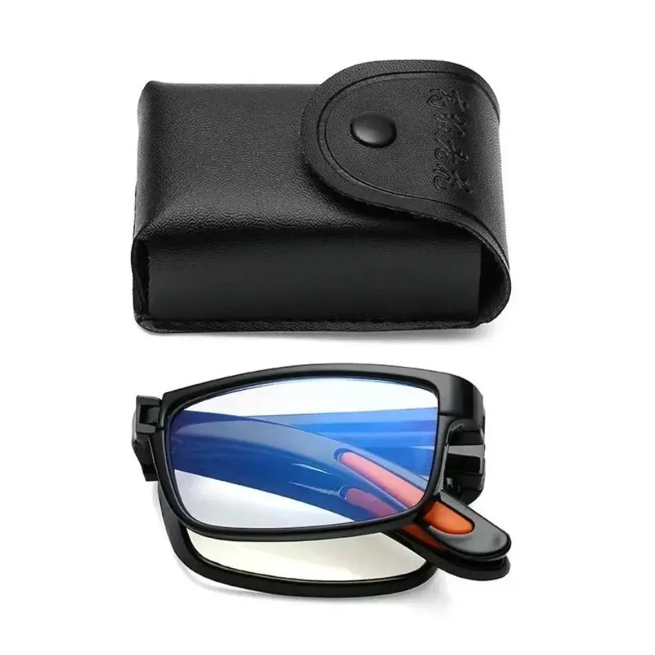 Unisex Foldable Anti-Blue Light Presbyopia Reading Glasses, Portable Eyewear with Pocket Storage Case, Lightweight Outdoor Accessory, Ideal For Daily Use, Travel & Black Friday Christmas Holiday Deals sohochic