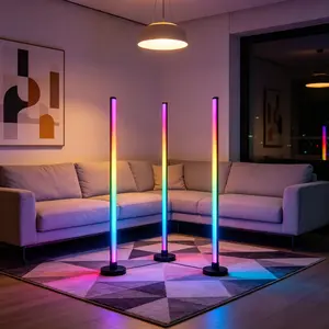 120cm RGB Corner Floor Lamp, Smart LED Mood Light with Music Sync, App & Remote Control, 16M Color Changing Dimmable Gaming Lamp for Bedroom Living Room Dorm Game Room Decor