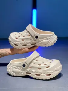 Men's Two-Way Thick Sole Holey Shoes, Lightweight Anti-Slip Breathable Eva Sneakers, All-Season Indoor Outdoor Sandals